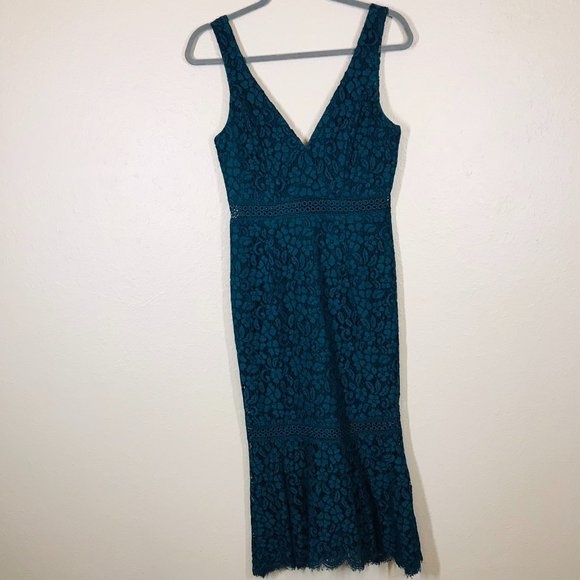 Bardot Blue Midi Length Cocktail Lace Dress - Picture 1 of 15